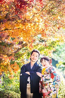 結婚式ロケーションフォト紅葉で前撮り撮影01