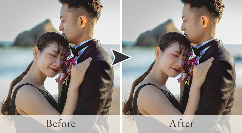 シアスタイルの美肌レタッチのビフォーアフターイメージ画像