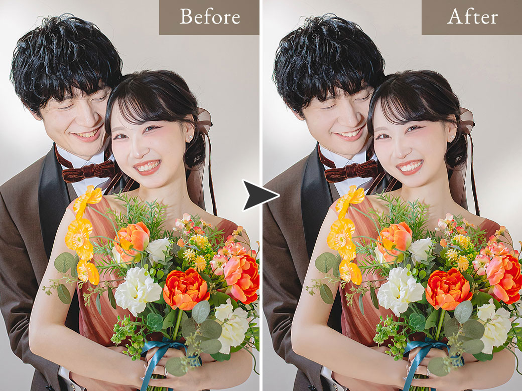 シアスタイルのフォトレタッチのビフォーアフターイメージ画像