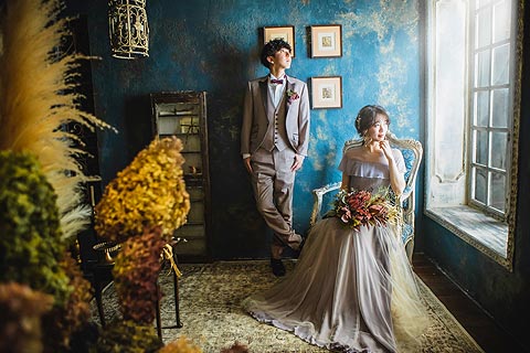 フォトスタジオで韓国風ウエディングフォト撮影06