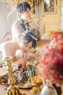 フォトスタジオで韓国風ウエディングフォト撮影01